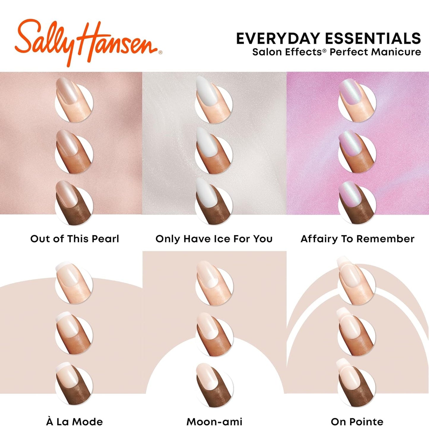 2pk Sally Hansen Salon Effects Perfect Manicure Oval Press On Out Of This Pearl