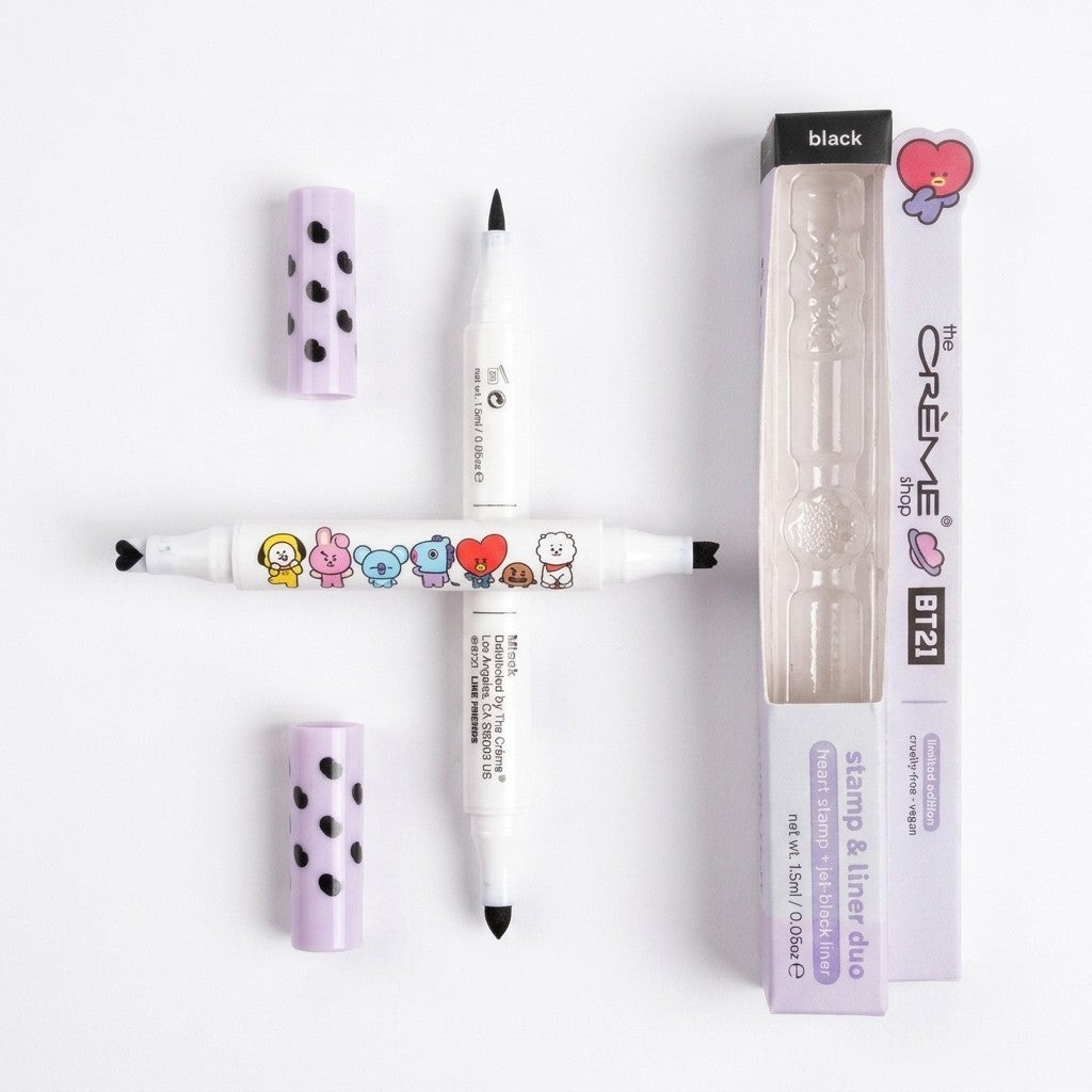 The Crème Shop BT21 Tata Heart Stamp & Jet Black Eyeliner Duo Limited Edition