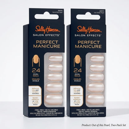 2pk Sally Hansen Salon Effects Perfect Manicure Oval Press On Out Of This Pearl