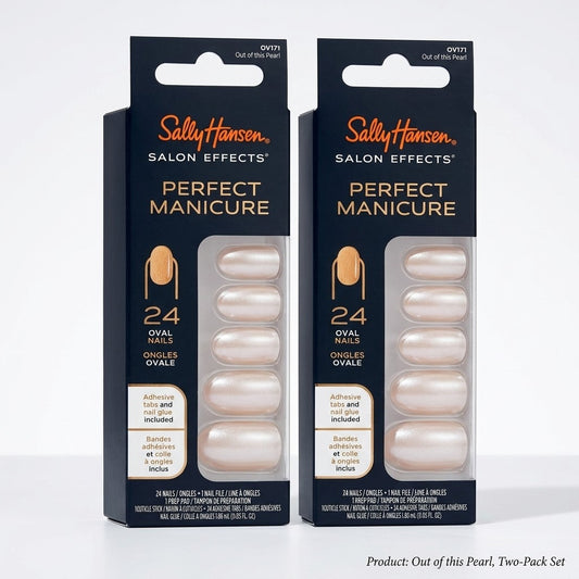 2pk Sally Hansen Salon Effects Perfect Manicure Oval Press On Out Of This Pearl