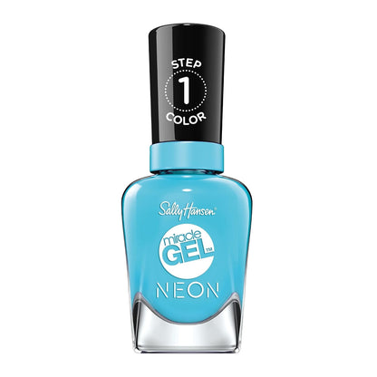 Sally Hansen Miracle Gel Neons Salon Quality Nail Polish Gel Like Formula Two Step System No UV Light Needed Long Lasting Opaque Glossy 53 Miami Ice Neon Blue Nail Polish