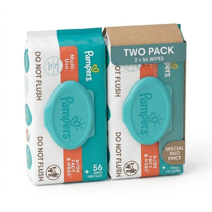 Pampers Multi-Use Body Face & Mess Wipes Fragrance Free 2pk 112 Count
