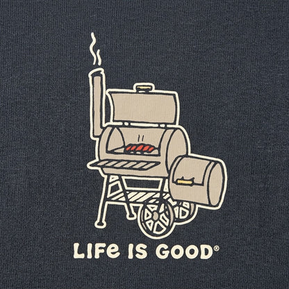 Life Is Good Men's XL Long Sleeve Crusher Tee Smoker BBQ Grill Navy Blue NWT
