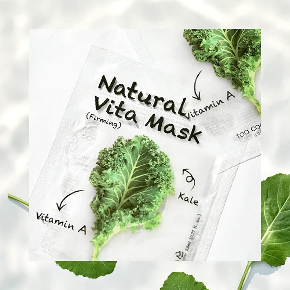 Too Cool For School Natural Vita Mask Firming Vitamin A Kale Sheet Mask 5 Pack