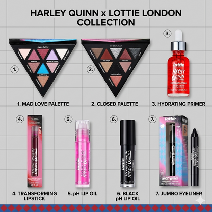 Harley Quinn x Lottie London 5pc Assorted Makeup Collection Set Limited Edition