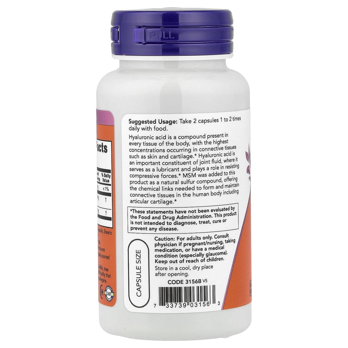 NOW Foods Hyaluronic Acid, 50 mg, 60 Veg Capsules