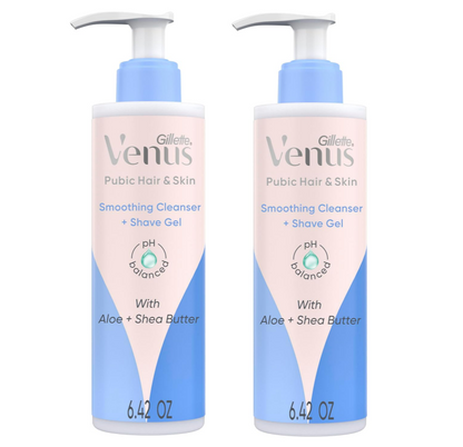 2 Pack Venus For Pubic Hair & Skin 2-in-1 Cleanser + Shave Gel 190ml Each