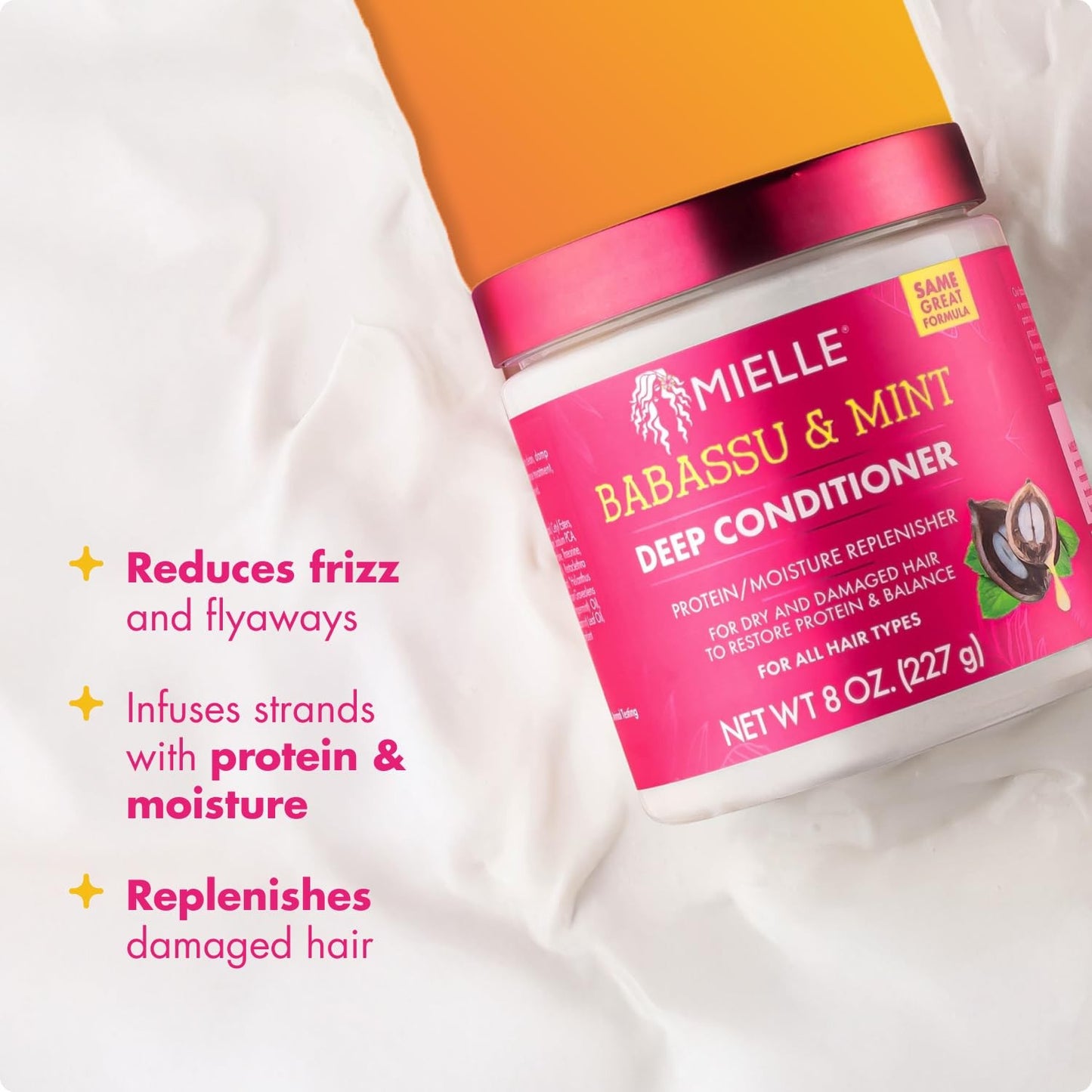 Mielle Organics Babassu & Mint Deep Conditioner with Protein, Moisturizing 8 oz