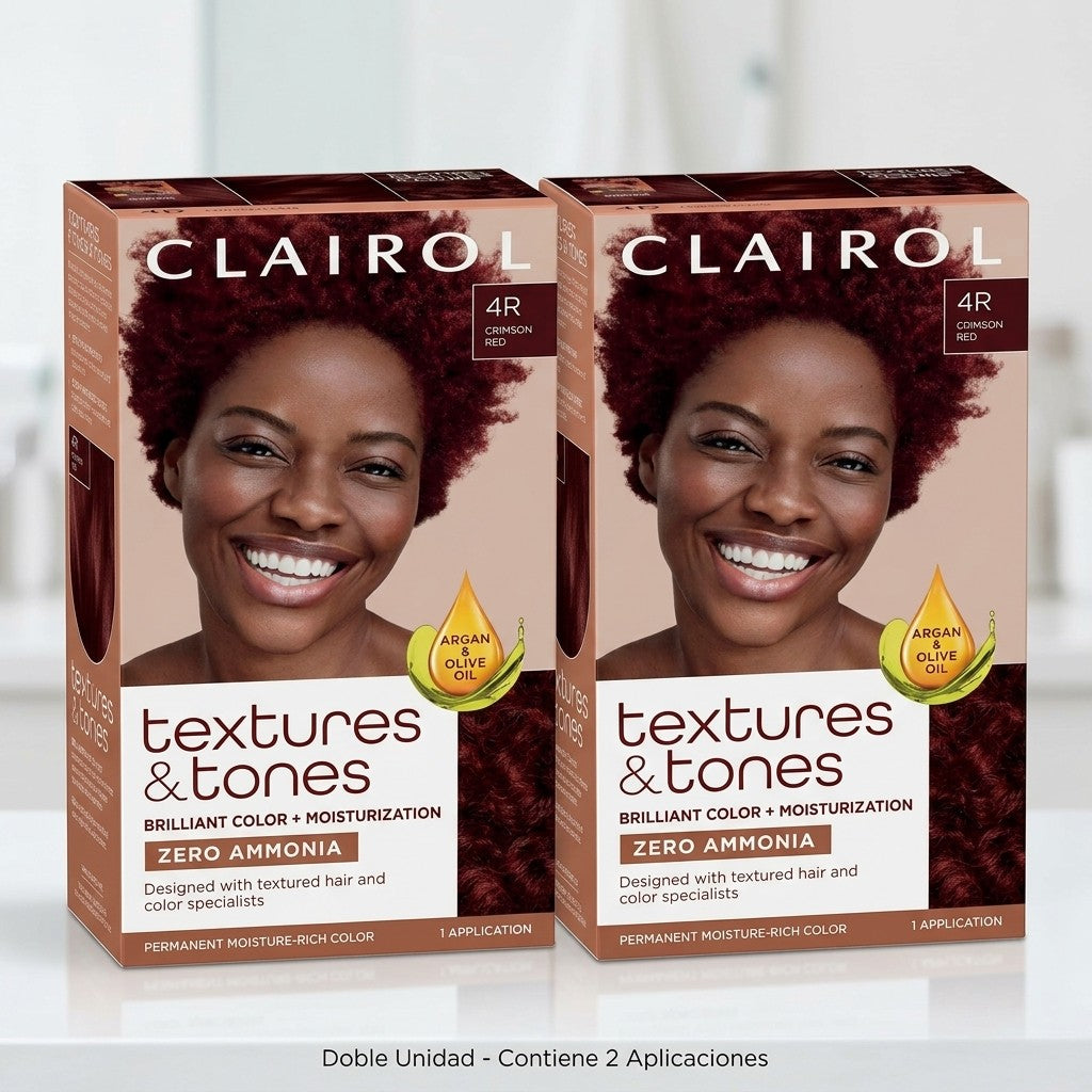 Clairol Textures & Tones 4R Crimson Red Permanent Hair Dye 2 Pack Ammonia Free