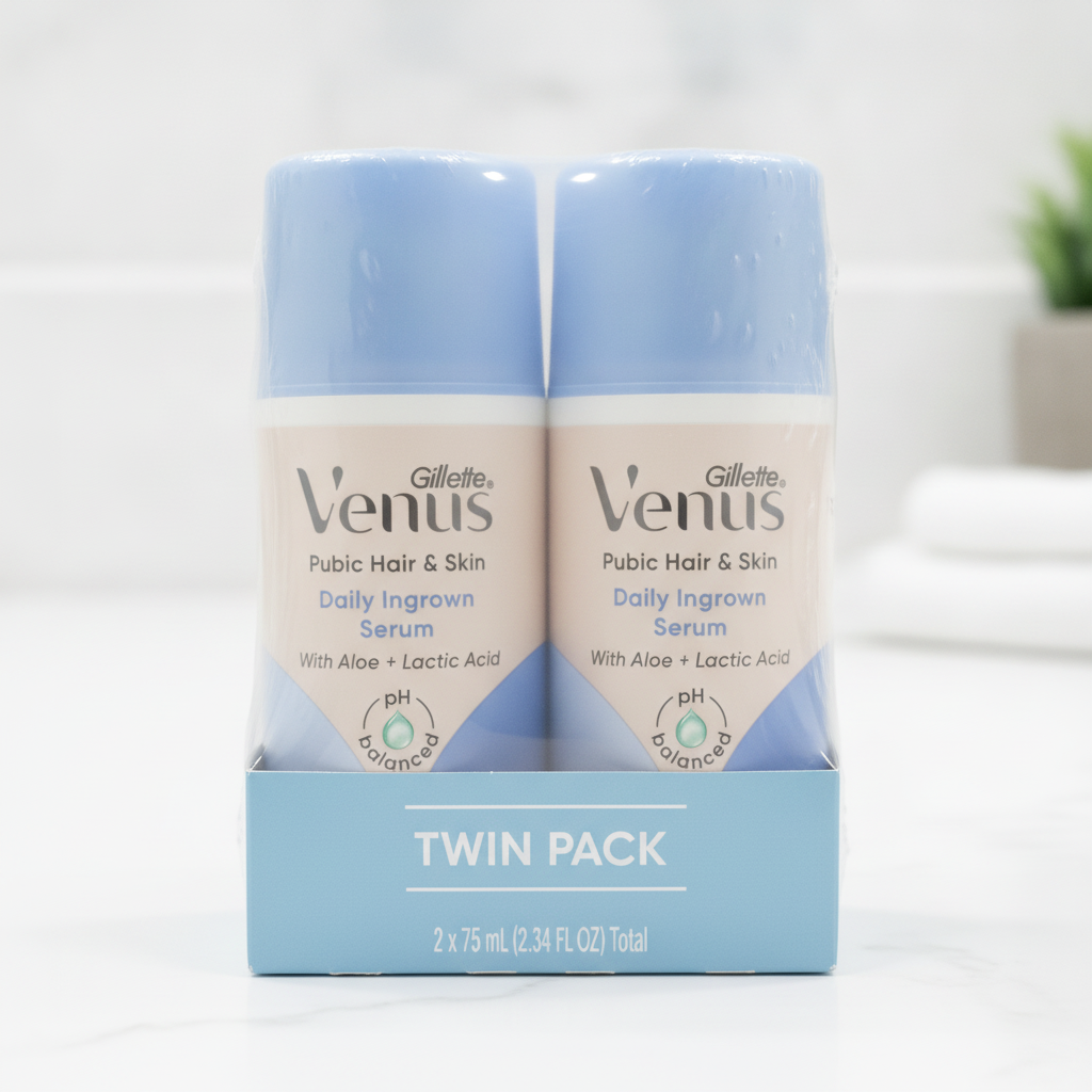2 Pack Gillette Venus Daily Ingrown Hair Serum for Pubic Hair & Skin 2.34oz Each