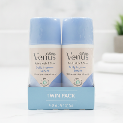 2 Pack Gillette Venus Daily Ingrown Hair Serum for Pubic Hair & Skin 2.34oz Each