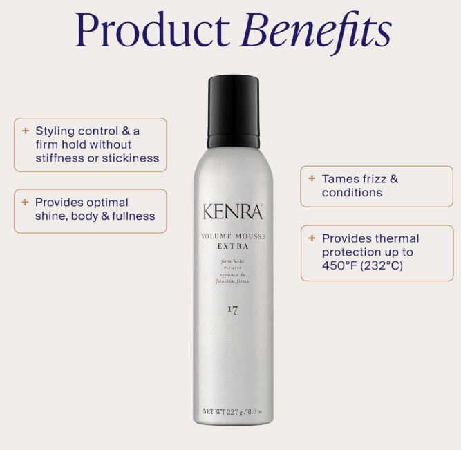 Kenra Volume Mousse Extra 17 | Firm Hold Mousse | Non-drying, Non-flaking 8 floz