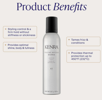 Kenra Volume Mousse Extra 17 | Firm Hold Mousse | Non-drying, Non-flaking 8 floz