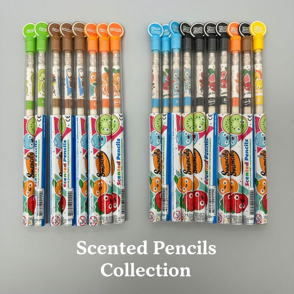 5 Pack Assorted Scented Smencils Graphite Pencils HB #2 Recycled Newspape