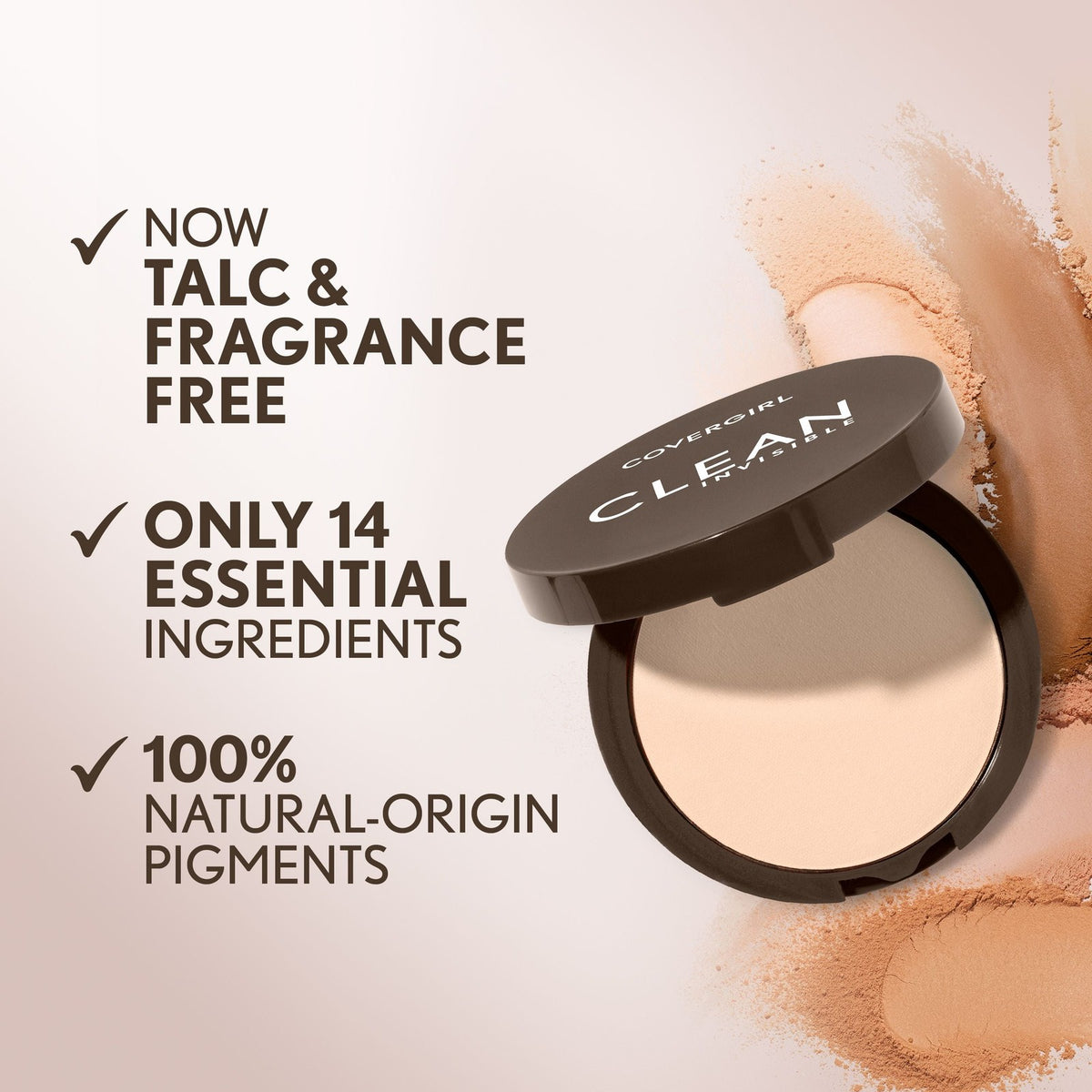 COVERGIRL Clean Invisible Pressed Powder, 133 Light Beige, 0.38 oz