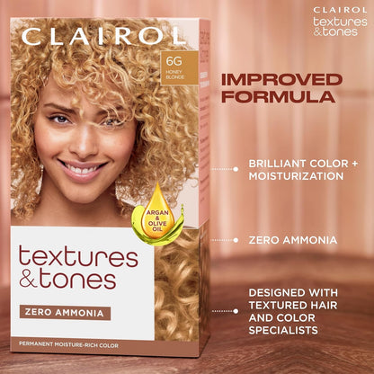 Clairol Textures & Tones Permanent Hair Dye, 7G Luminous Blonde | Pack of 1