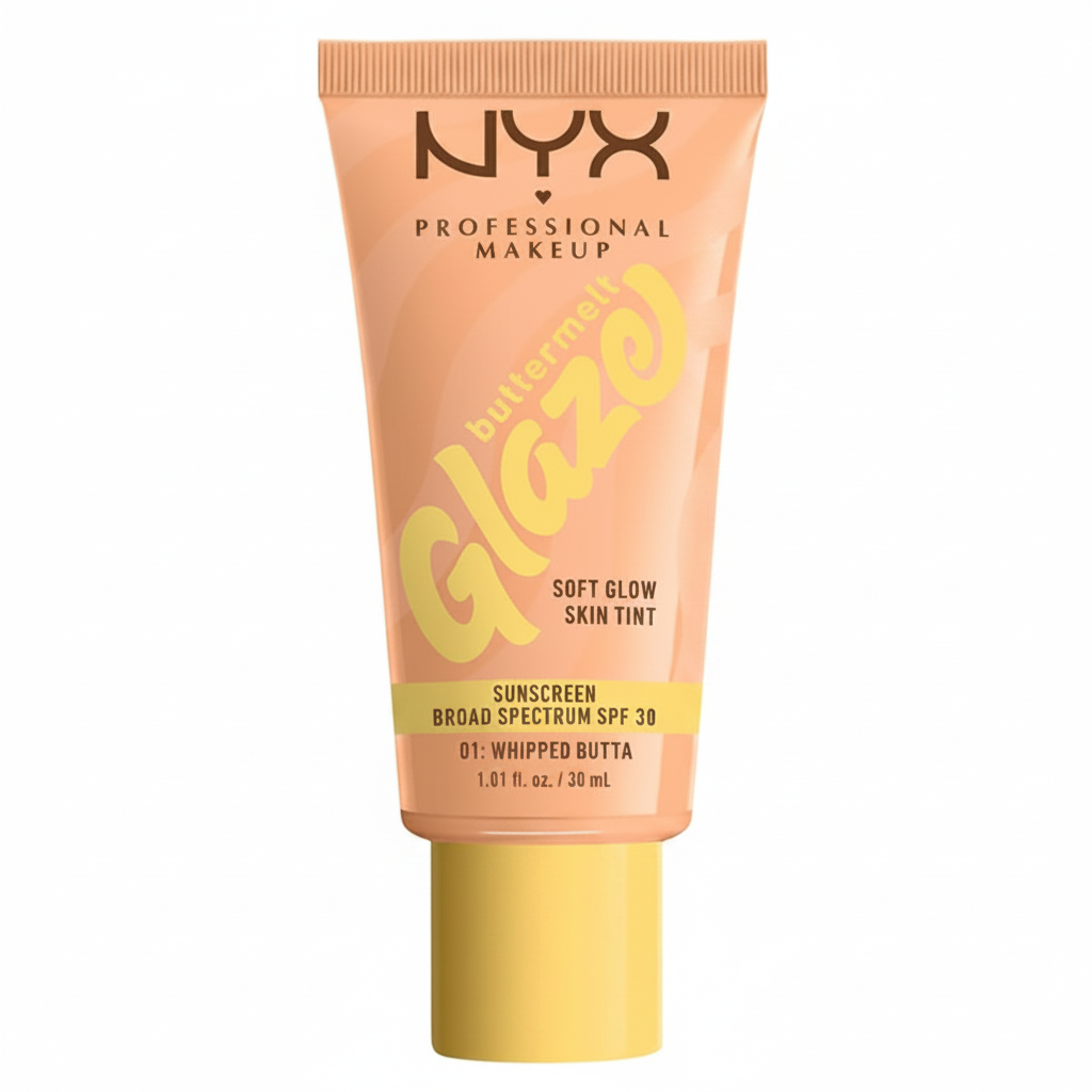 NYX PROFESSIONAL MAKEUP Buttermelt Glaze Soft Glow Skin Tint with SPF 30 Up To 12HR Wear 01 Whipped Butta