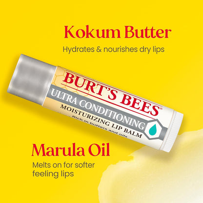 Burt's Bees Lip Balm, Ultra Conditioning Moisturizing Lip Care, 2 Tubes, 0.15 oz