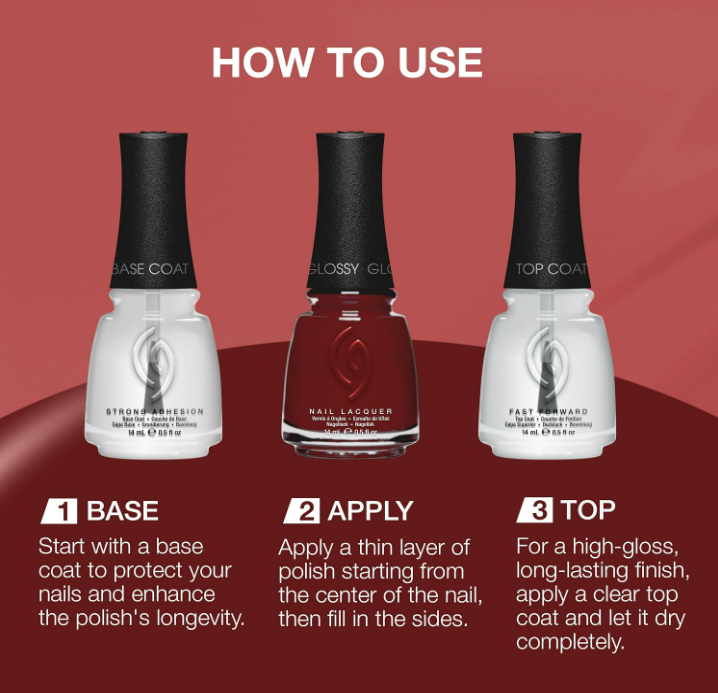 China Glaze CG Nail Lacquer Moonlit Merlot – Deep Berry Red, Quick Dry 0.5 fl oz