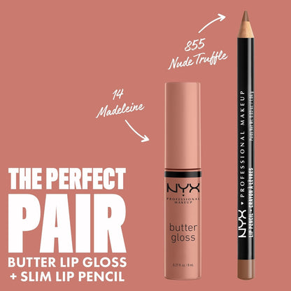 NYX PROFESSIONAL MAKEUP Butter Gloss, Non-Sticky Lip Gloss - Madeleine Mid-Tone Nude