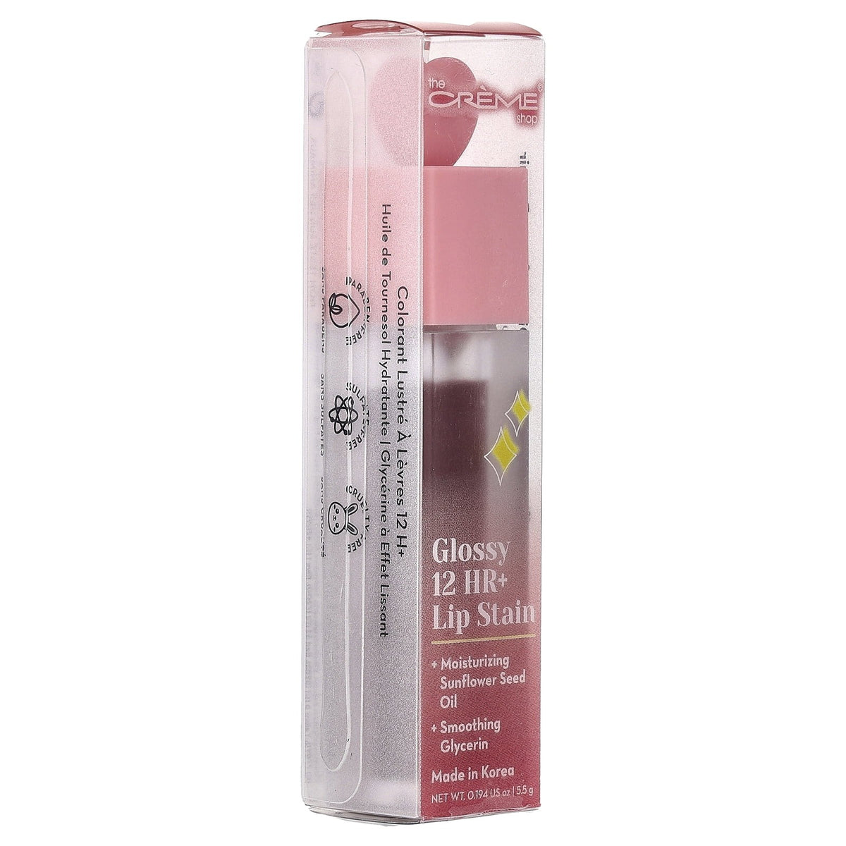 The Creme Shop Glossy 12 HR + Lip Stain, Cherub, 0.194 oz (5.5 g)