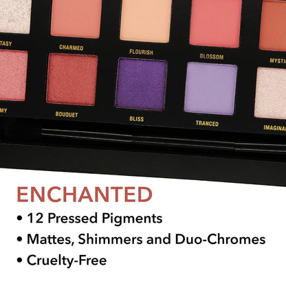 W7 Enchanted Pressed Pigment Palette - 12 Blushed Pink & Purple Colors - Flawles