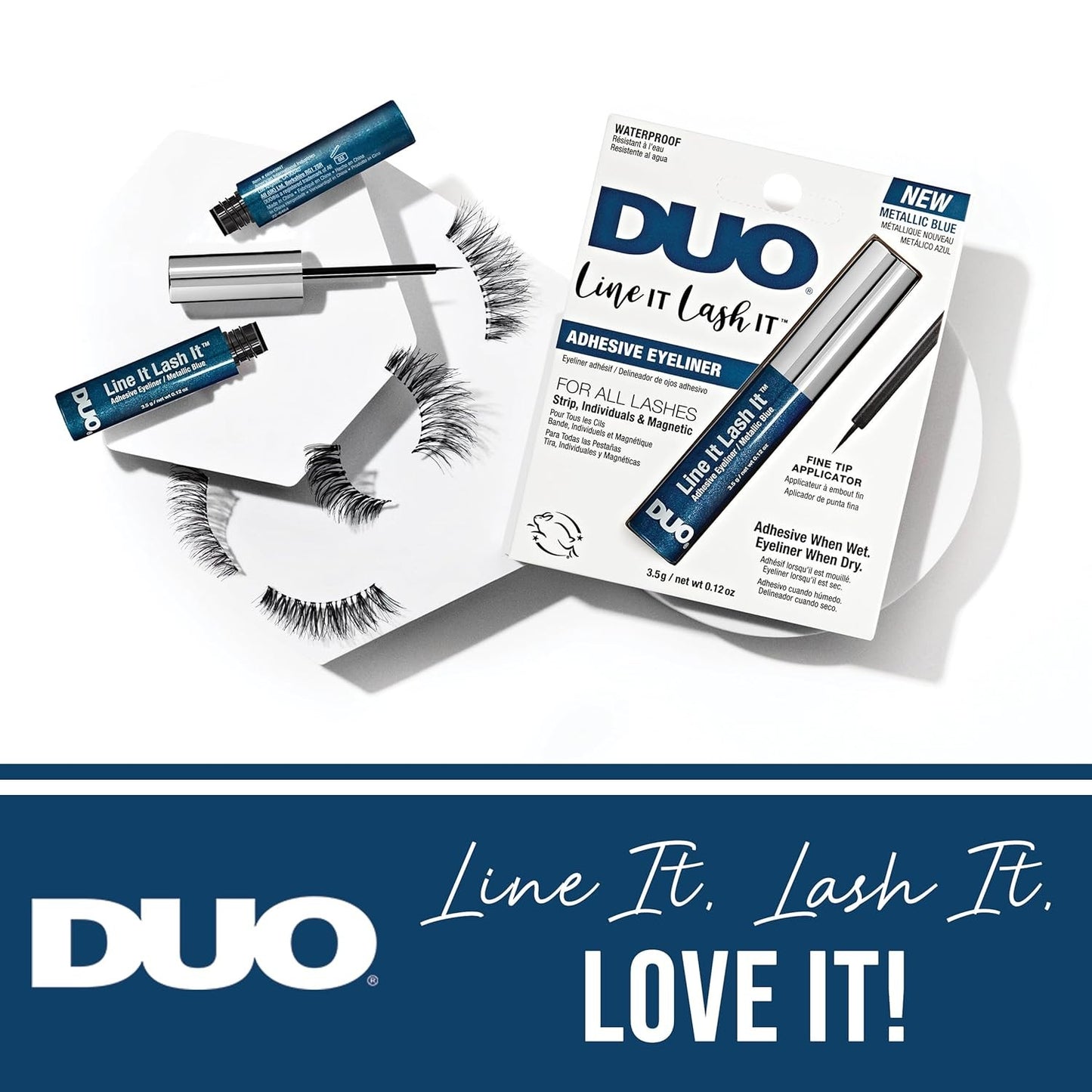 2 Pack DUO Line It Lash It 2-in-1 Adhesive Eyeliner Metallic Blue Waterproof
