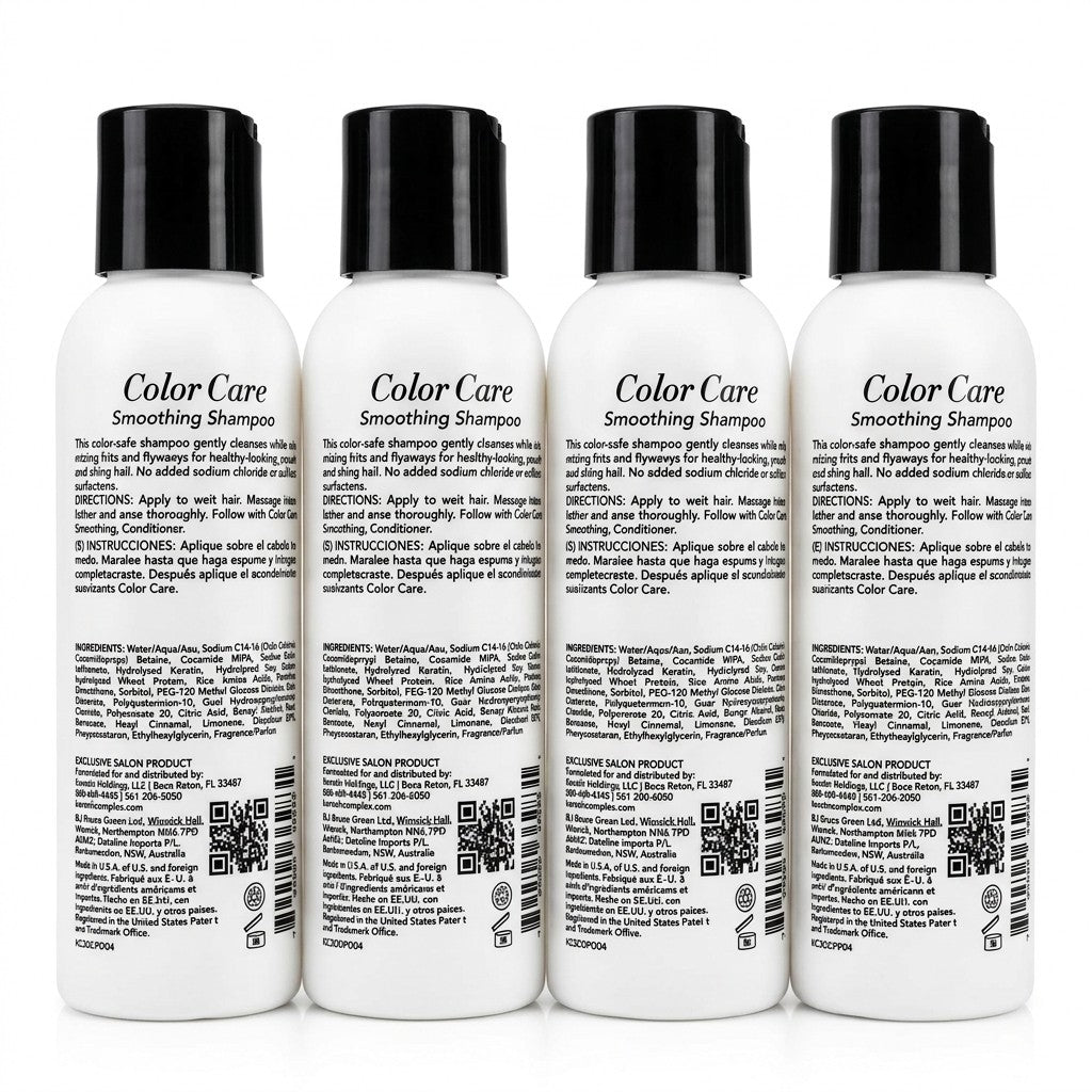 4 Pack Keratin Complex Color Care Smoothing Shampoo 3 oz Each Travel Size Lot