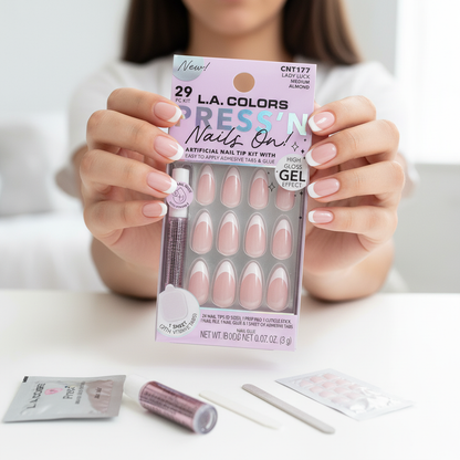 L.A. Colors Lady Luck Press On Nails Medium Almond Gel High Gloss CNT177 29pc
