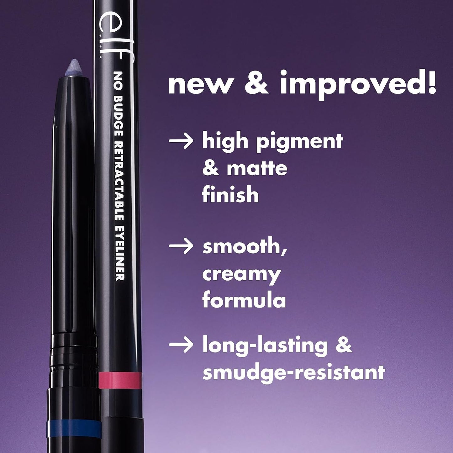 e.l.f. No Budge Retractable Eyeliner, Creamy, Ultra-Pigmented & Waterproof Black