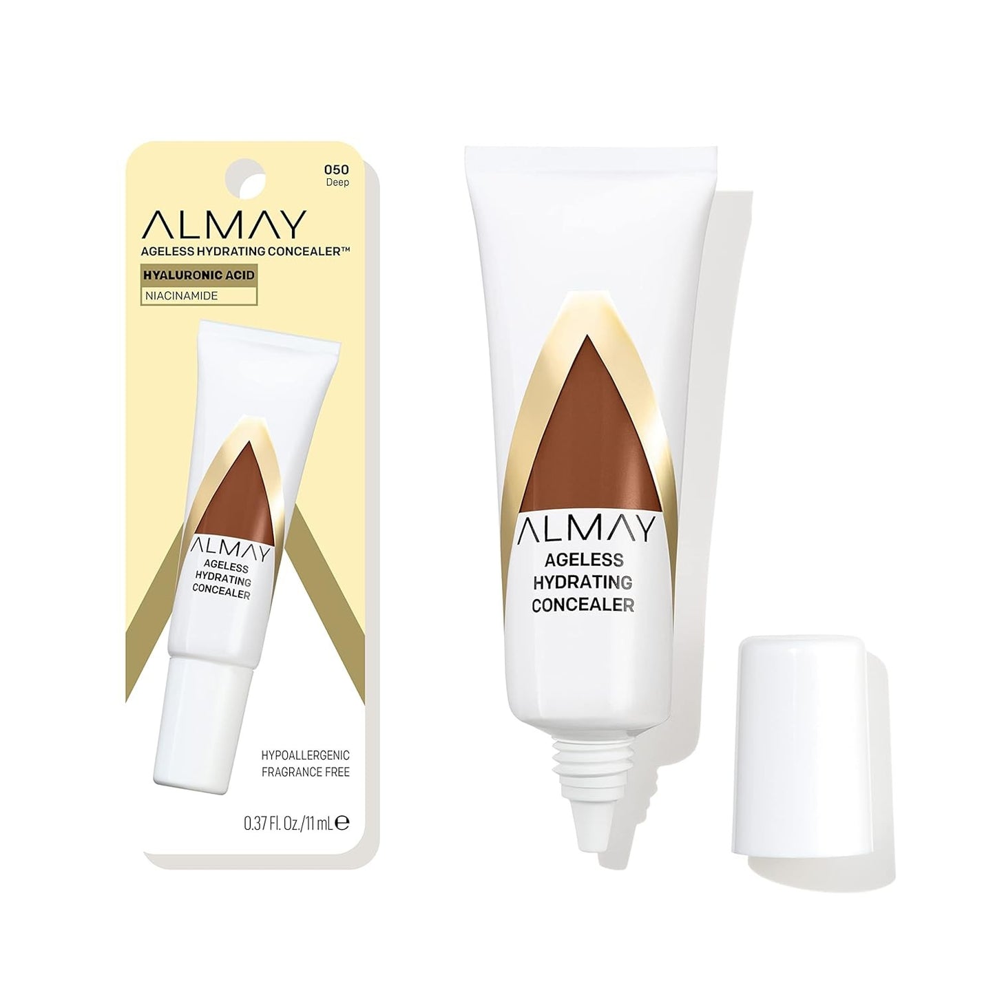 2 Pack Almay Ageless Hydrating Concealer 050 Deep Hyaluronic Acid Niacinamide
