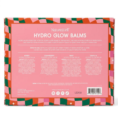 NatureWell Hydro Glow Balms 4pk Shea Butter Vit E Berry Mint Vanilla Cranberry