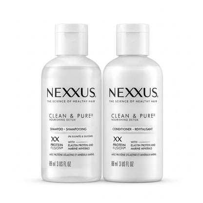 Nexxus Clean & Pure Shampoo and Conditioner Duo Set - 3 oz Travel Size Detox