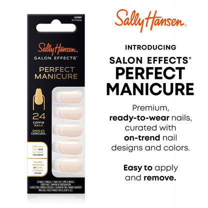 Sally Hansen Perfect Manicure Press On Nails, Coffin Shape, On Pointe French Man