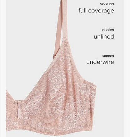 Wacoal Women's Full Bloom Unlined Underwire Full Coverage Bra, Rose Dust 40G