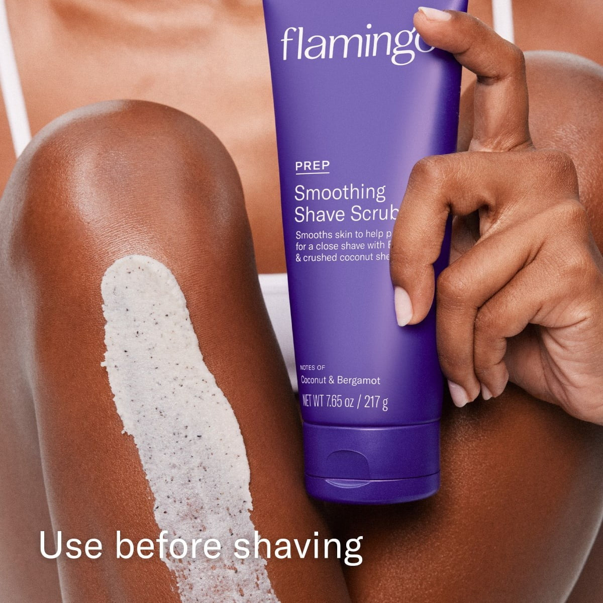 Flamingo Women's Pre-Shave Smoothing Body Scrub, Coconut and Bergamot, 7 oz