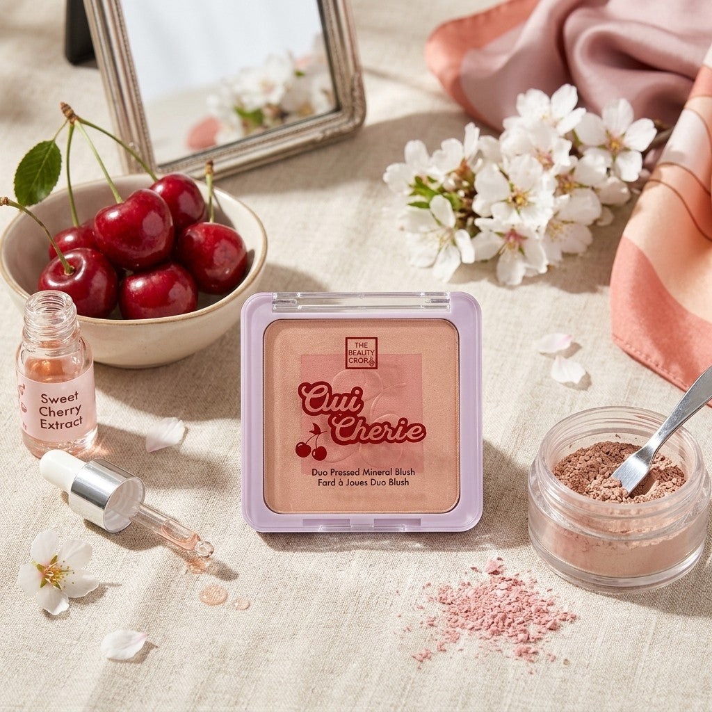 The Beauty Crop Oui Cherie Duo Pressed Mineral Blush Peach Paris 10g 0.35oz New