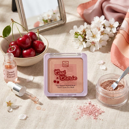 The Beauty Crop Oui Cherie Duo Pressed Mineral Blush Peach Paris 10g 0.35oz New