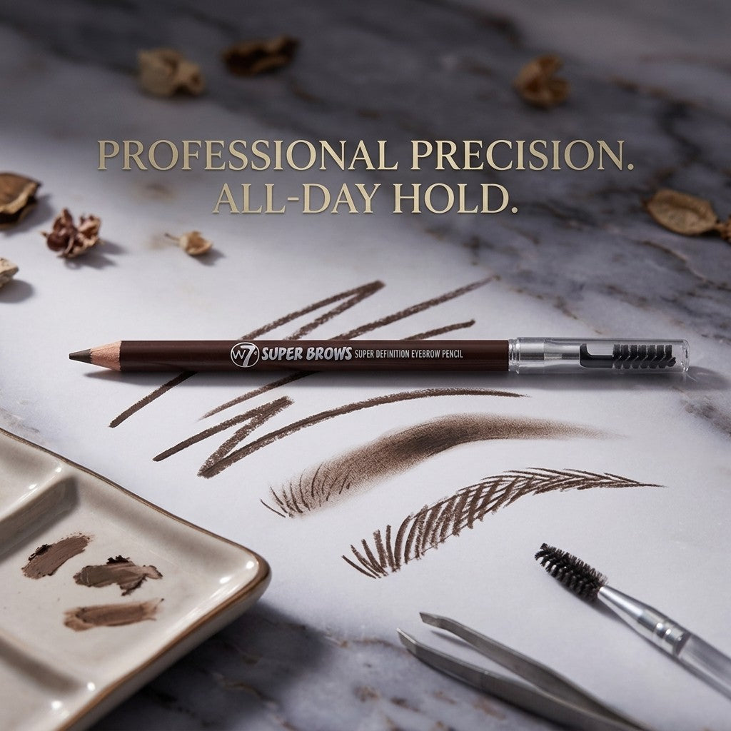 W7 Super Brows Super Definition HD Eyebrow Pencil - Brown - Dual Ended Spoolie