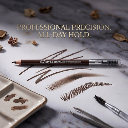 W7 Super Brows Super Definition HD Eyebrow Pencil - Brown - Dual Ended Spoolie