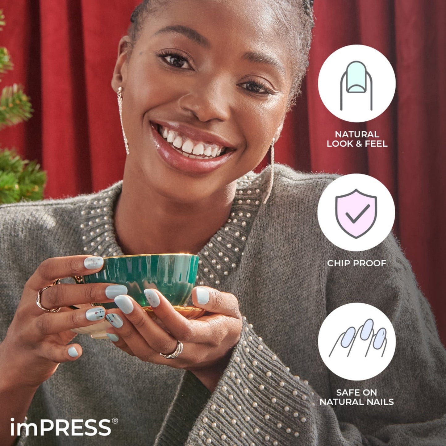 Impress Design Press On Nails  Limited Edition Holiday Gift Set 3-Pack #4, No Glue Needed 90ct