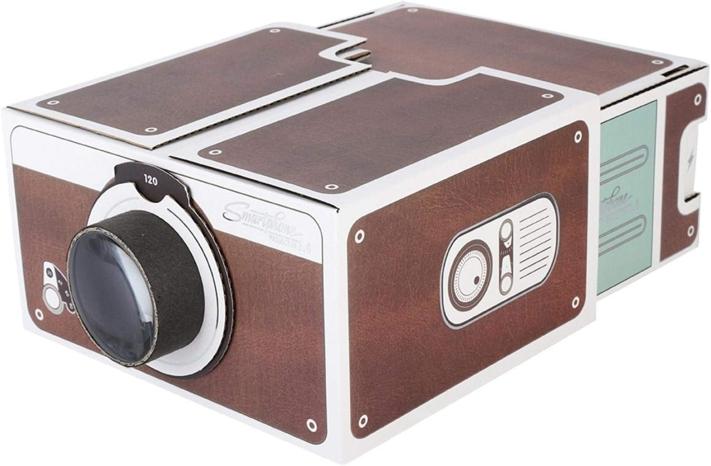 Vintage Smartphone Projector Cinema In A Box Cardboard Retro Brown DIY Theater