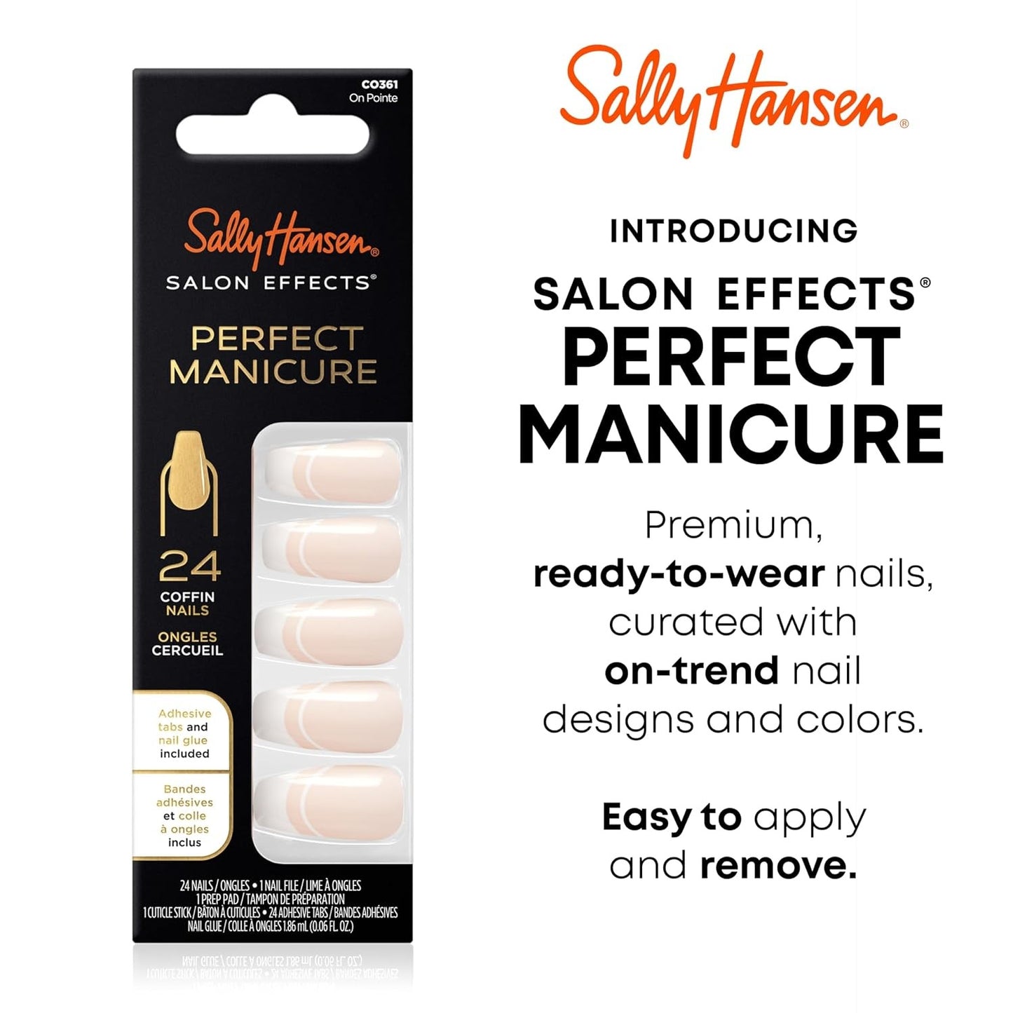 Sally Hansen Salon Effects On Pointe Coffin Press On Nails Perfect Manicure 2pk
