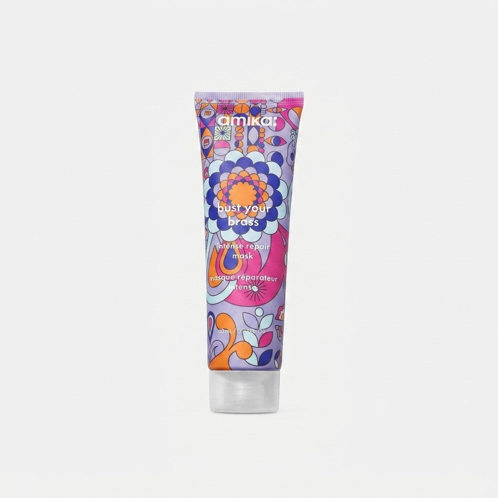 Amika Bust Your Brass Intense Repair Mask 2oz Blonde Toning Purple Treatment New