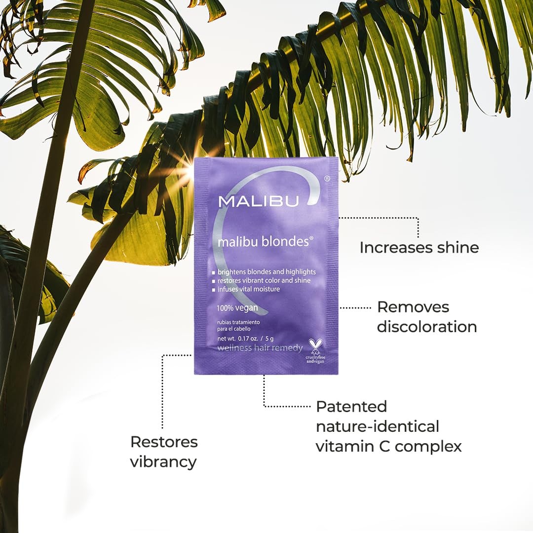 Malibu C Blondes Wellness Hair Remedy Treatment 3 Packets Brightens Blonde 5g