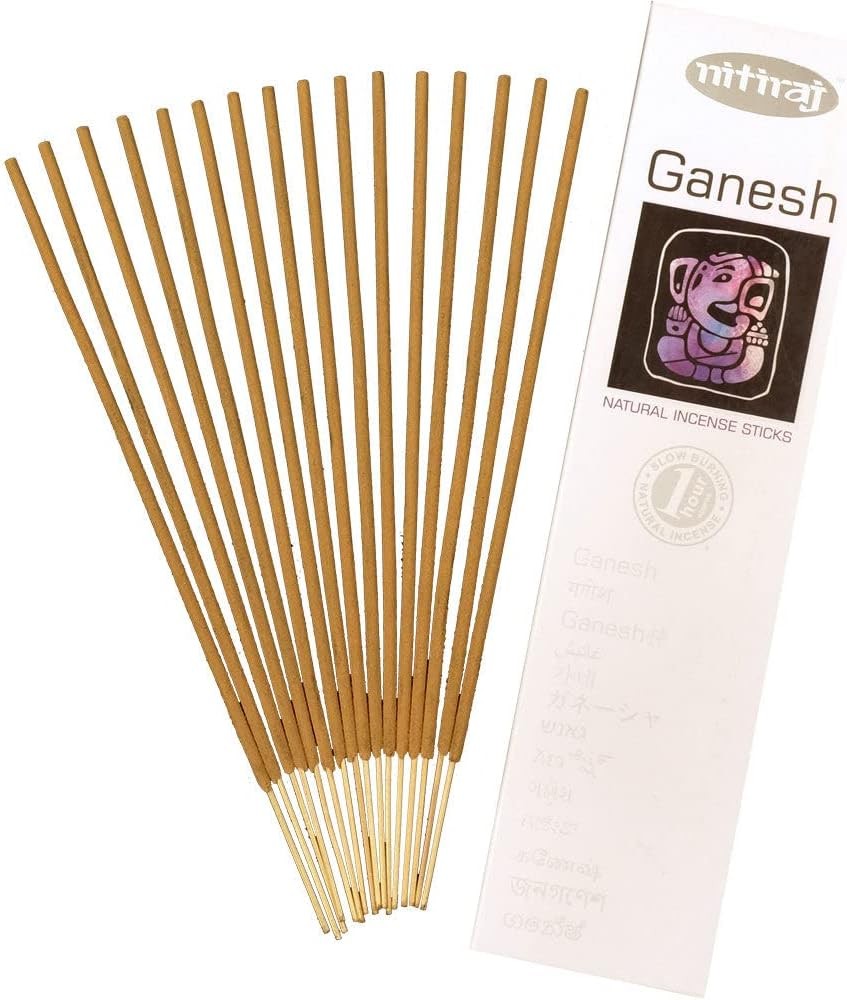 Nitiraj Platinum Natural Incense Sticks Slow Burning 1hr. 2Pack Ganesh