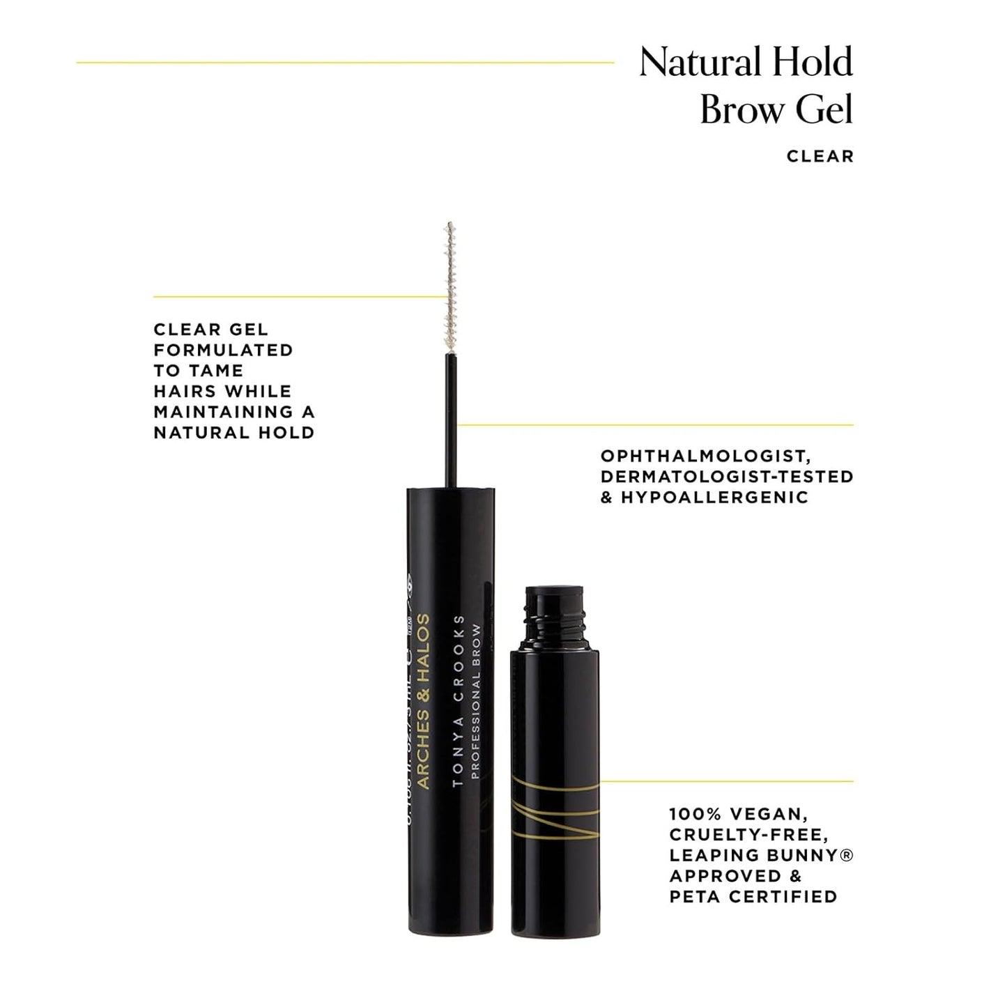 Arches Halos Natural Hold Brow Gel Coat Condition Brows Vegan Cruelty Free Makeup Clear 0 1 oz
