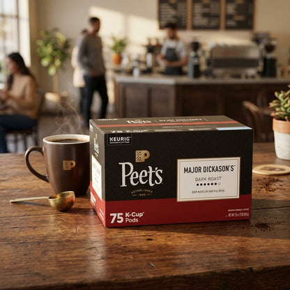 Peet's Coffee Major Dickason's Blend Premium Dark Roast K-Cup Coffee Pods, 75 Ct