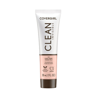 COVERGIRL Clean Invisible Liquid Foundation, 103 Light Ivory, 1.0 fl oz
