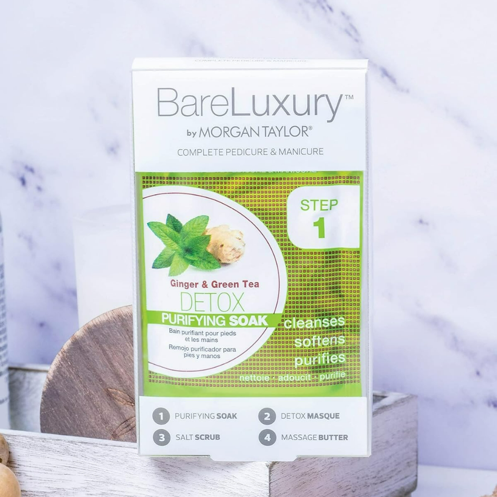 2 Pack Morgan Taylor BareLuxury 4-Step Pedicure Manicure Kit Detox Ginger Green
